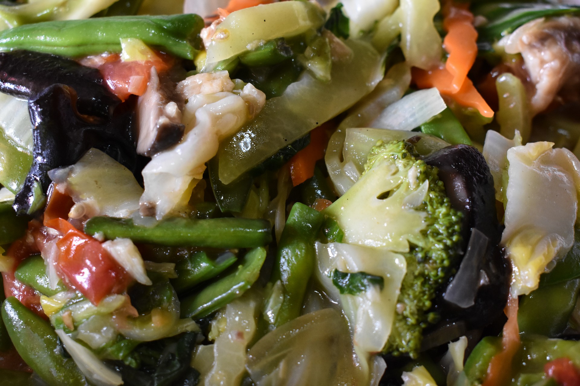 Filipino dish called chop suey, which is a mix of vegetables, with